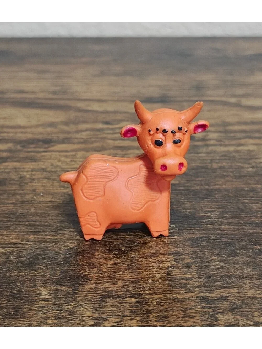 1960s Diener Industries Rubber Orange Cow Eraser Figurine